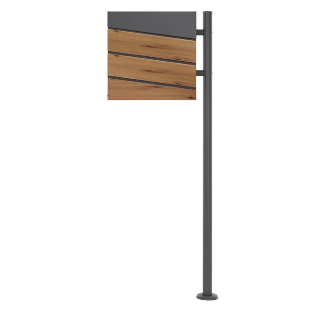 Ml-design - ecd Germany Standbriefkasten mit Zeitungsfach, Design Briefkasten mit Pfosten, Briefkastenanlage, Briefkastenständer 120 cm Anthrazit