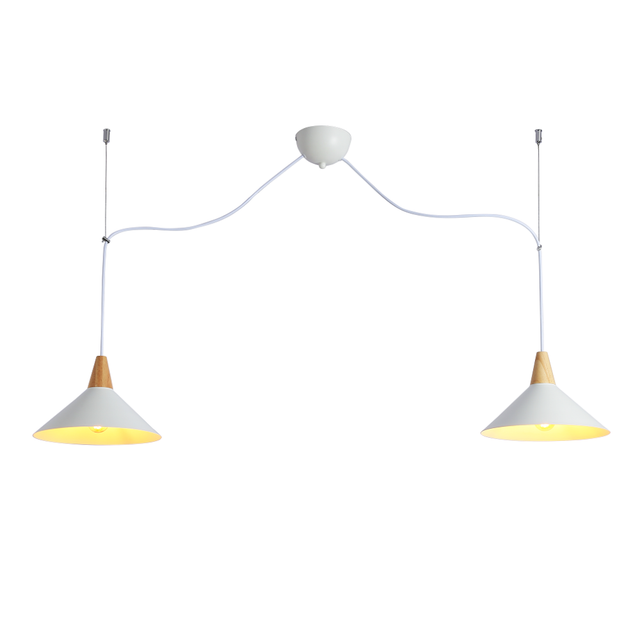 Barcelona Led - Doppelte Pendelleuchte aus Metall und Holz "Selroom" - 2 x E27