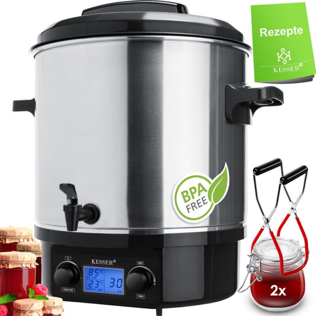 KESSER® Einkochautomat 2000W 27L LCD-Display Glühweintopf Heißgetränkeautomat 27 Liter Edelstahl