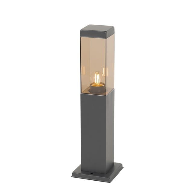 Qazqa - Moderner Außenlaternenpfahl Dunkelgrau Mit Rauch 45 Cm - Malios