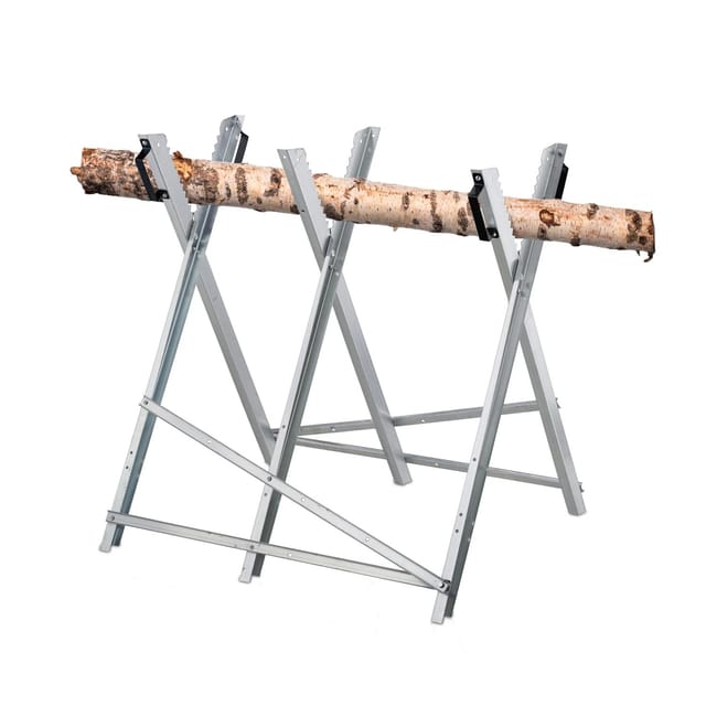 Relaxdays Sägebock, Holzsägearbeiten, klappbar, Sägegestell für Kettensägen, HBT: 80x80x85 cm, Holzbock, Stahl, silber