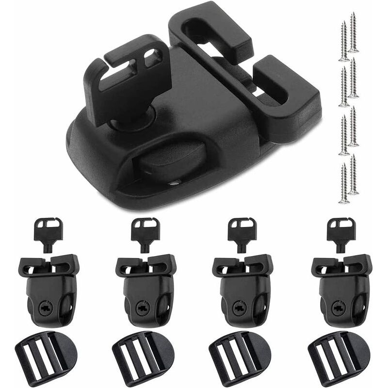 Set Mit 4 Spa-abdeckungsclips Zum Austausch Des Spa-verschlusses Inklusive Schraubenschlüssel Und Schieber. Schwarzes Reparaturset Für Defekte Spa-verschlüsse.
