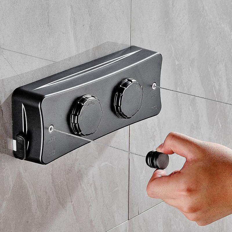 2 X 5,1 M Lange, Einziehbare Wäscheleinen, Edelstahl, Wandmontage, Robust, Für Balkon, Badezimmer, Hotelzimmer