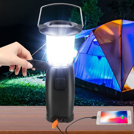 Solarbetriebene Campinglampe Mit Handkurbel, Led-taschenlampe, Dynamolampe, Powerbank, 3 Helligkeitsstufen