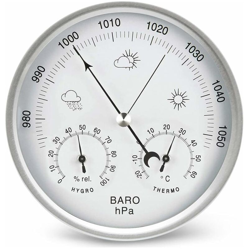 Barometer Mit Thermometer Und Hygrometer. Wetterstation. Luftdruckmessung. Einfach Und Gut Ablesbar (metrisch).