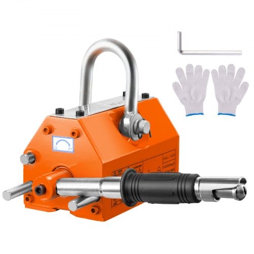 Vevor Lasthebemagnet Kranmagnet (1000 Kg Tragfähigkeit, 2500 Kg Zugkraft, -40 Bis 80 ℃), 12 Stk. Magnete Handgesteuertes Gabelanheben Magnetlifter Magnetheber Gelb Neodymium Lifting Magnet Werkzeug