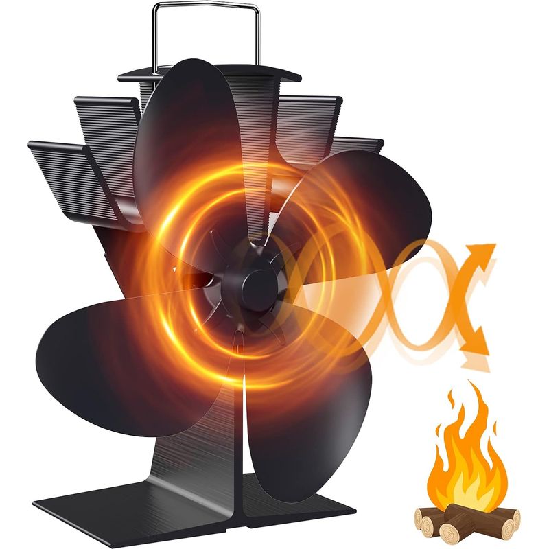 Mixtric Kaminofenlüfter, Leise, Umweltfreundlich, Wärmebetriebener 4-blatt-kaminlüfter Für Holzöfen/kamine/gasöfen/holzöfen/pelletöfen