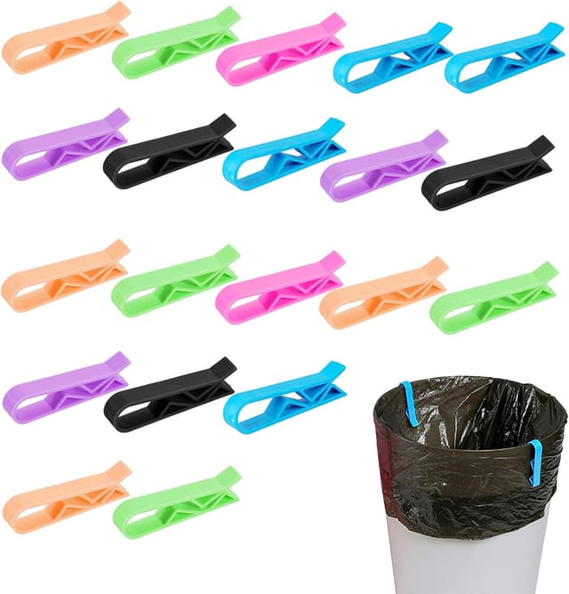 20 Stück Müllbeutel-Clips aus Kunststoff, für Küchenmüll, Müllbeutel, fester Clip, zufällige Farbe – 20 Stück