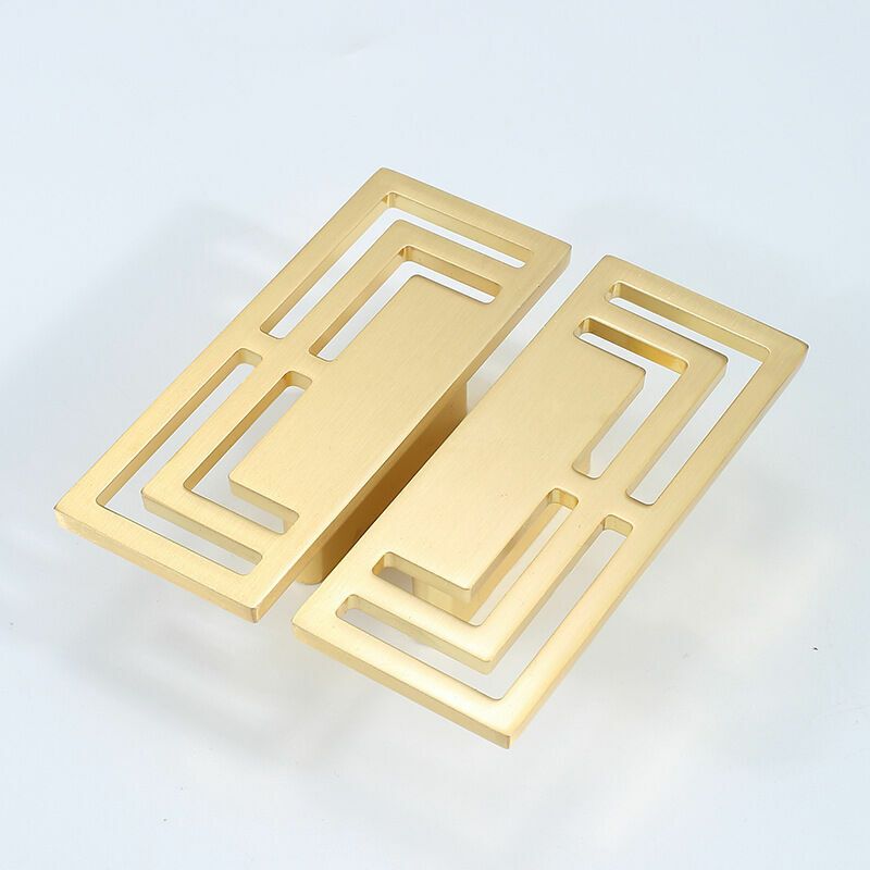 Schubladengriffe, Elegante, Vergoldete Kupferschrankgriffe, Moderne Chinesische Motive, Doppelloch, Griff (2 Stück)
