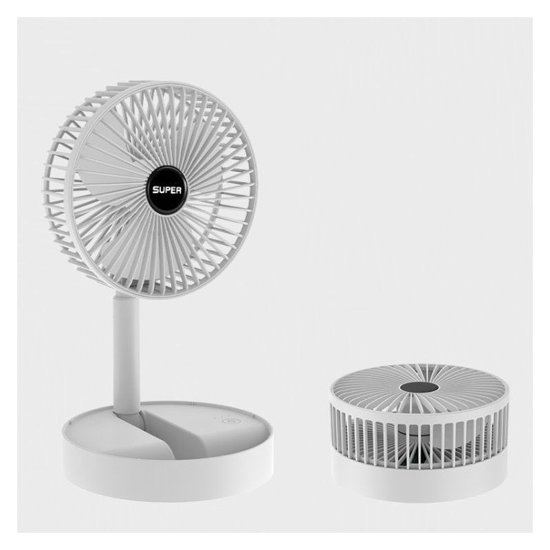 Tragbarer, Faltbarer Standventilator Mit Usb-ladefunktion, 3 Geschwindigkeitsstufen Und 2000-mah-akku Für Zuhause, Camping, Outdoor-aktivitäten Und Büro, 16,5 Cm (6,5 Zoll), Weiß