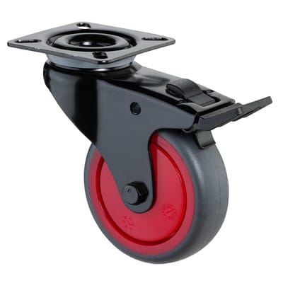 Bs Rollen Gmbh - Lenkrolle mit Totalfeststeller Rad-Ø 75 mm Tragfähigkeit 75 kg mit Anschraubplatte mit Totalfeststeller Gummi grau