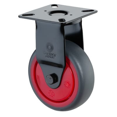 Bs-r Appar.-Bockrolle, Gehäuse schwarz, Rad ø 75mm, tpr grau