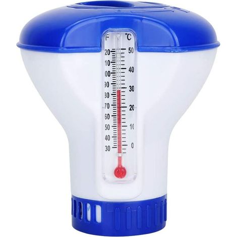 Schwimmendes Tablettenthermometer Für Chlor Im Schwimmbad, Schwimmender Chemikaliendosierer Mit Tablettenhalter