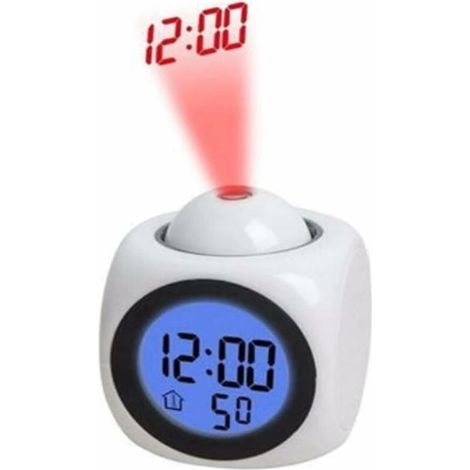 Wecker, Projektorwecker, Digitalwecker, Deckenprojektorwecker, Sprachwecker, Weiße Digitaluhr, Lcd-wecker, Für Schlafzimmer, Nachttisch, Zuhause, Schlummer-/tischuhr