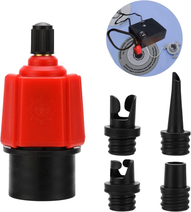 Aufblasbarer Luftadapter-Pumpenkonverter, 4 konventionelle Standard-Luftventilaufsätze für Schlauchboote, Stand-Up-Paddle-Boards, aufblasbare Betten
