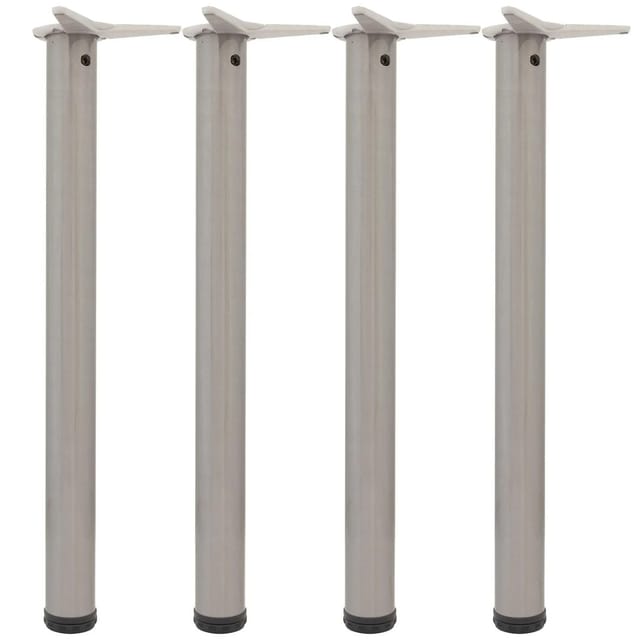 Camar Tischfüße verstellbar 700-730mm rund ø 60mm, Metall Tischbeine höhenverstellbar, Stahl Edelstahl-Effekt 4 Stück