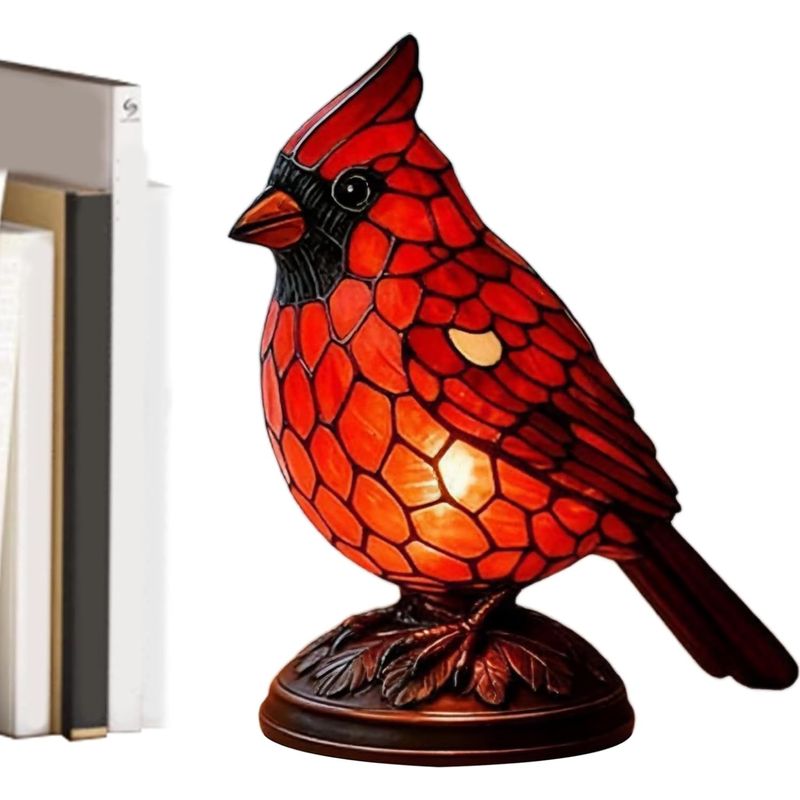 Vogel-tischlampe - Leuchtende Laterne, Rote Statue - Schreibtischlampe