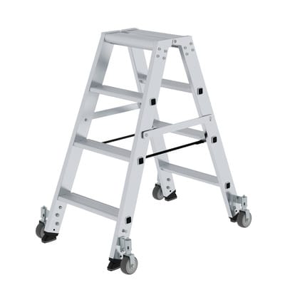 Günzburger Steigtechnik - Stufen-Stehleiter beidseitig begehbar mit Rollen 2 x 4 Stufen - 041208