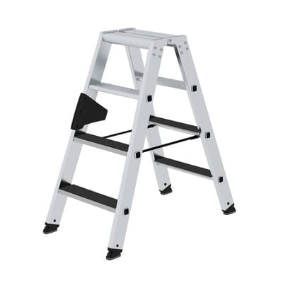 Günzburger Steigtechnik - Stufen-Stehleiter beidseitig begehbar mit clip-step R13 2 x 4 Stufen - 041637