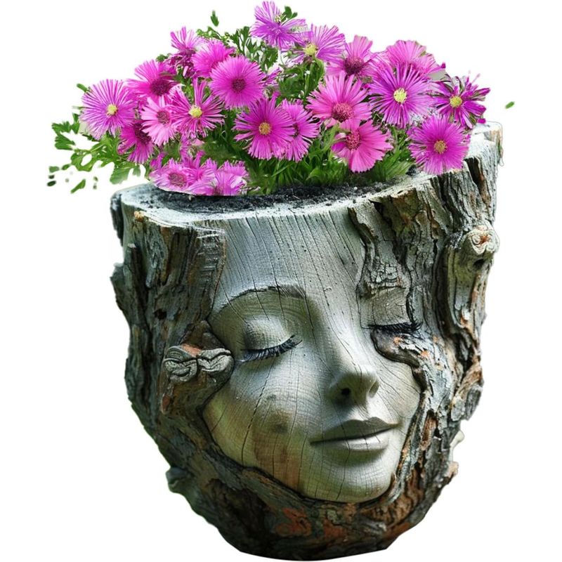 Blumentopf Mit Gesichtsmotiv – Pflanzgefäß In Form Eines Frauengesichts – Niedliche Dekovase