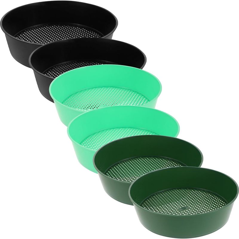 Set Mit 6 Robusten Kunststoff-bodensieben Für Den Gartenbau