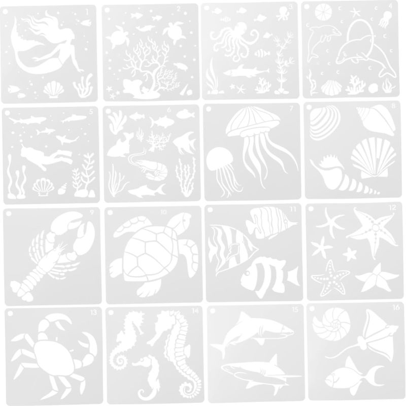 Set Mit 16 Wiederverwendbaren Schablonen Für Wandmalereien Im Maritimen Stil