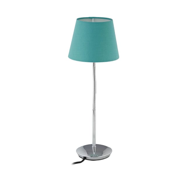Tischlampe flexibel, mit Stoffschirm, verchromter Fuß, E14 Fassung, Nachttischlampe, HxD: 47 x 17 cm, türkis - Relaxdays