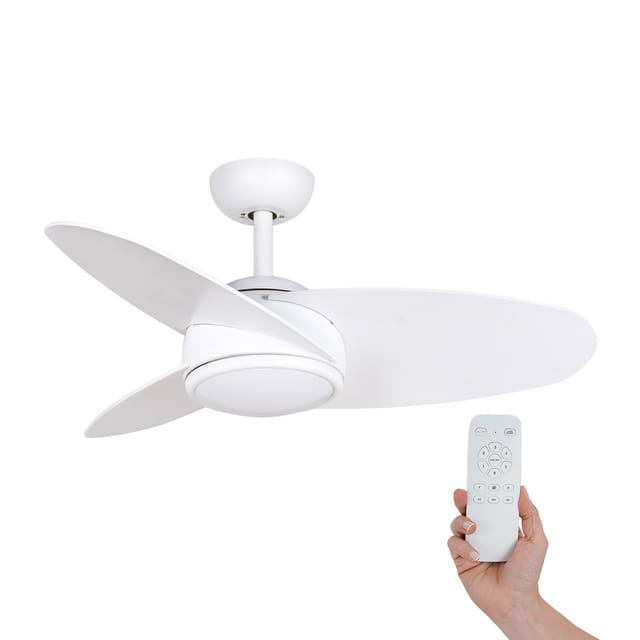 Levante Deckenventilator dc 105x38 cm 55W Weiß mit weißen Flügeln, dimmbarem Licht, Zeitschaltuhr und Fernbedienung - Kekai