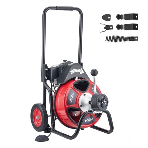 Vevor Elektrische Rohrreinigungsmaschine 220v Rohrreiniger 30mx9,5mm Stahlkabel Rohrreinigungsspirale 1500u/min Leerlaufdrehzahl Abflussreiniger Abflussreinigungsmaschine Reinigungswerkzeuge