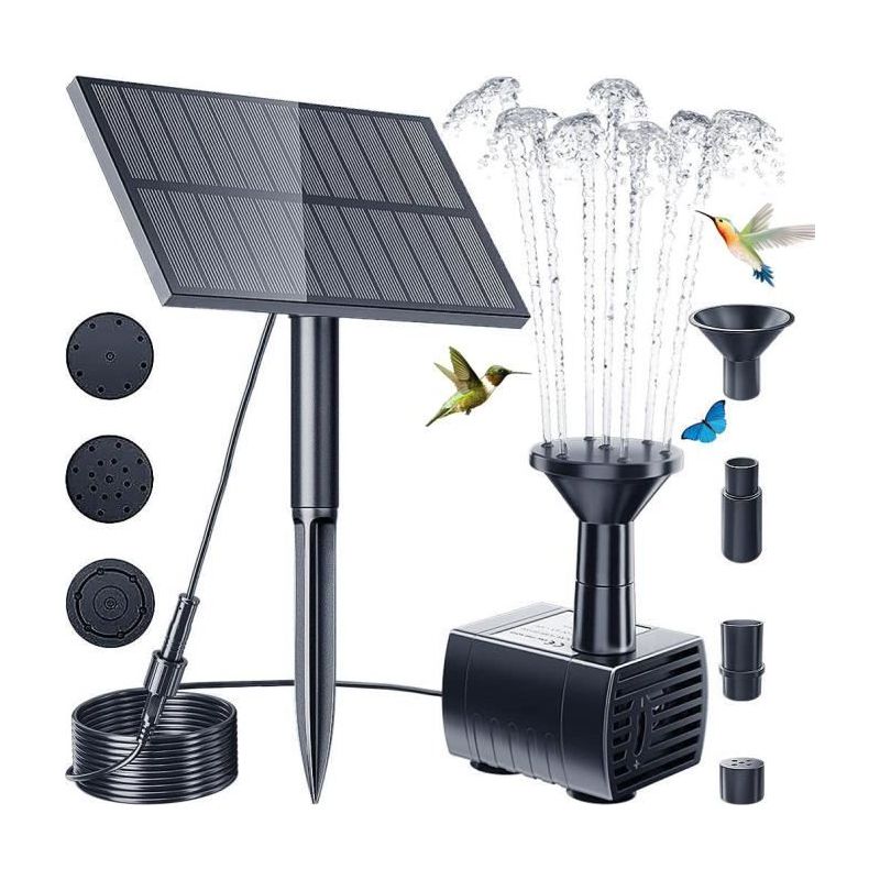 1 Solarbrunnenpumpe, 1,5 W Mit 4 Düsen Und 24 Leds, Für Vogeltränken, Teiche Und Gärten Im Freien