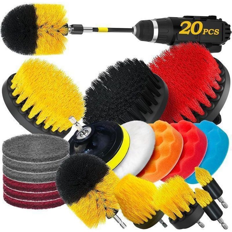 20-teiliges Bohrmaschinen-reinigungsbürstenset, Multifunktionaler Drehkopf, Bürstenset Geeignet Für Fugen, Fliesen Und Schwer Zugängliche Oberflächen