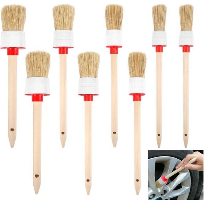 6-teiliges Set Runder Holzpinsel (20 Mm, 25 Mm, 30 Mm, 35 Mm) Zum Schablonieren, Wandmalen Und Für Die Inneneinrichtung