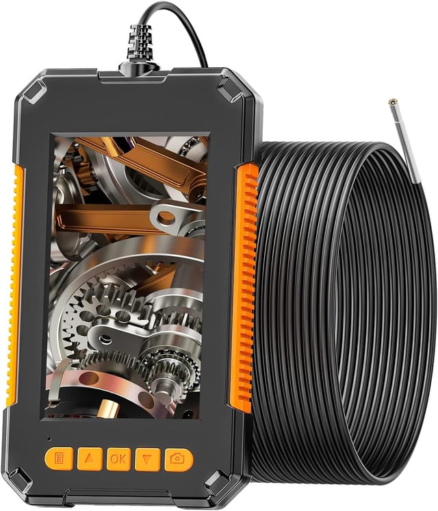 Industrie-endoskop, 1080p Hd-digital-endoskop, 4,3-zoll-bildschirm, 8 Mm Ip67 Wasserdichte Inspektionskamera Mit 8 Led-leuchten, Halbstarres Kabel, (10 M)