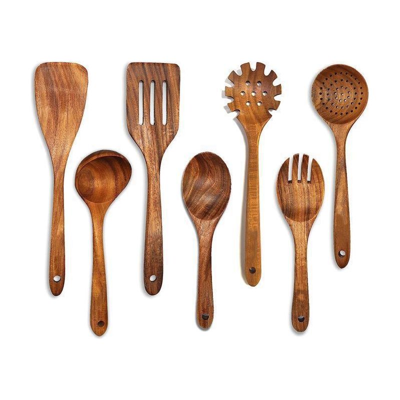 7-teiliges Küchenutensilien-set Aus Holz, Pfannenwender + Antihaftpfanne, Komplettset Für Die Heimische Und Anfängerküche