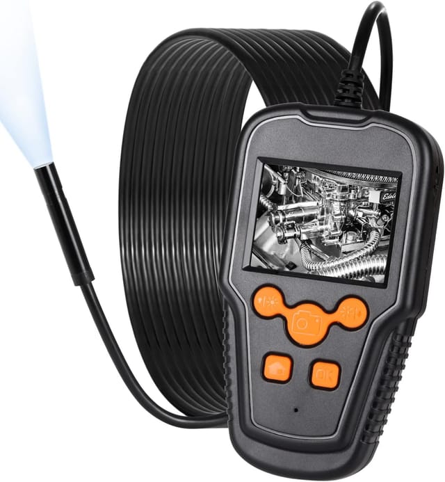 Industrie-endoskop, 1080p Hd-endoskopkamera, 2,4-zoll-rohrinspektionskamera, Mit 8 Led-leuchten, Ip68-wasserdichte Kamera, 2600-mah-akku, Halbstarres Kabel – 10 M