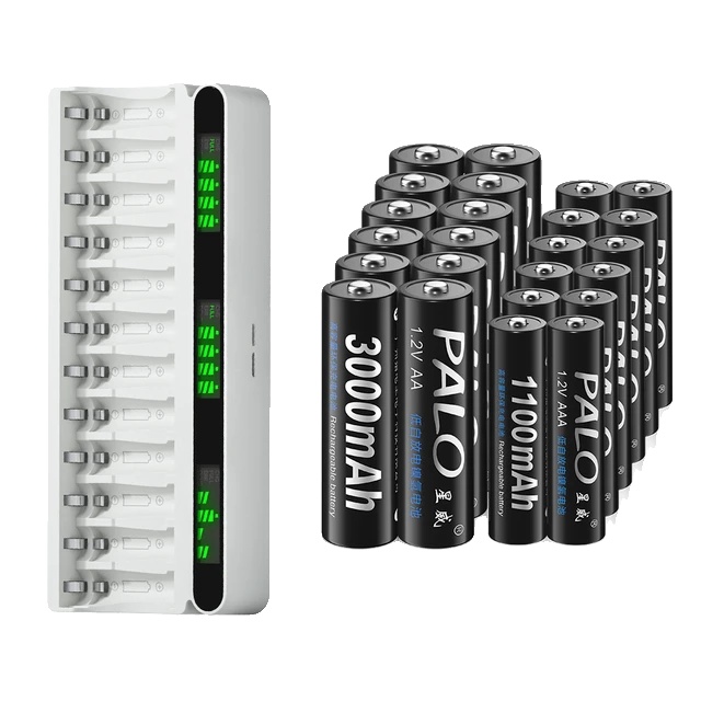 Wiederaufladbare Akkus, 3000 Mah Kapazität, Schnellladefunktion, 12 Aa-/12 Aaa-batterien, 1 Ladegerät