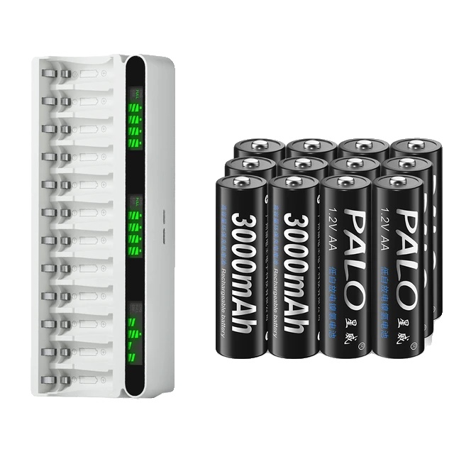 Wiederaufladbare Akkus, 3000 Mah Kapazität, Schnellladefunktion, 12 Aa-batterien, 1 Ladegerät
