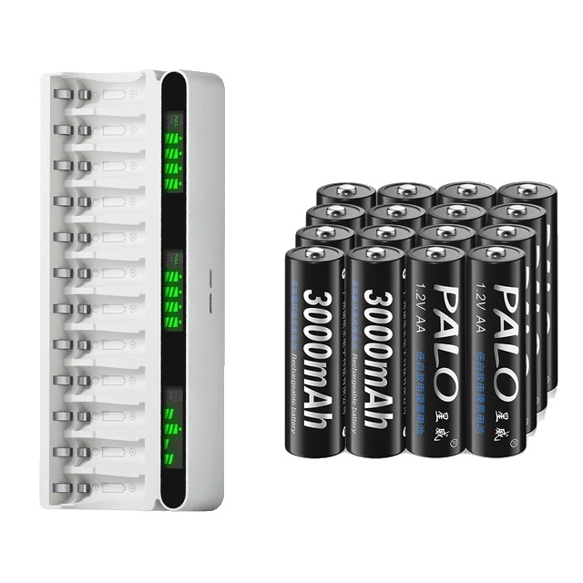 Wiederaufladbare Akkus, 3000 Mah Kapazität, Schnellladefunktion, 16 Aa-batterien, 1 Ladegerät