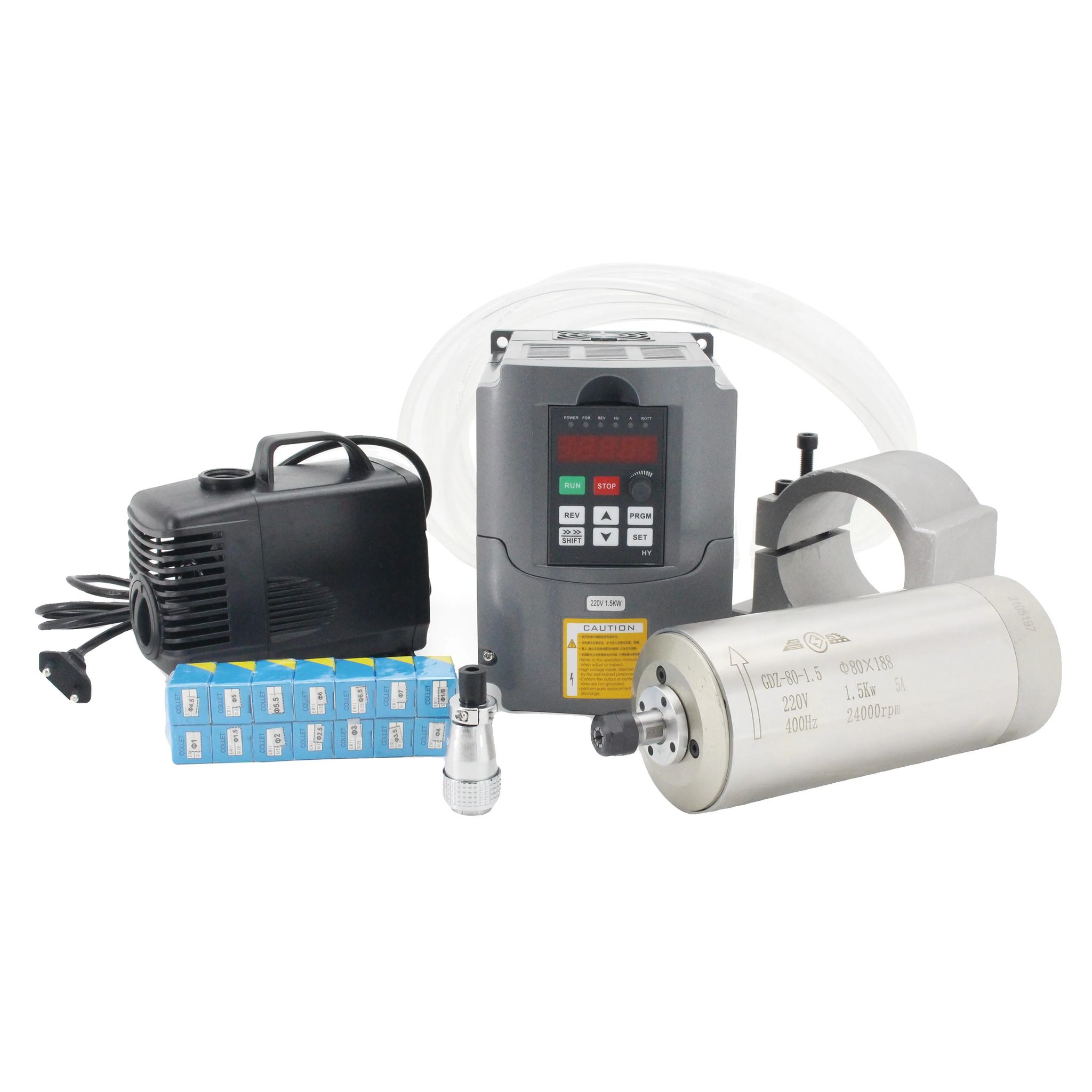 Wassergekühlte Spindel, 1,5 Kw Leistung, Frequenzumrichter Inklusive, Blau