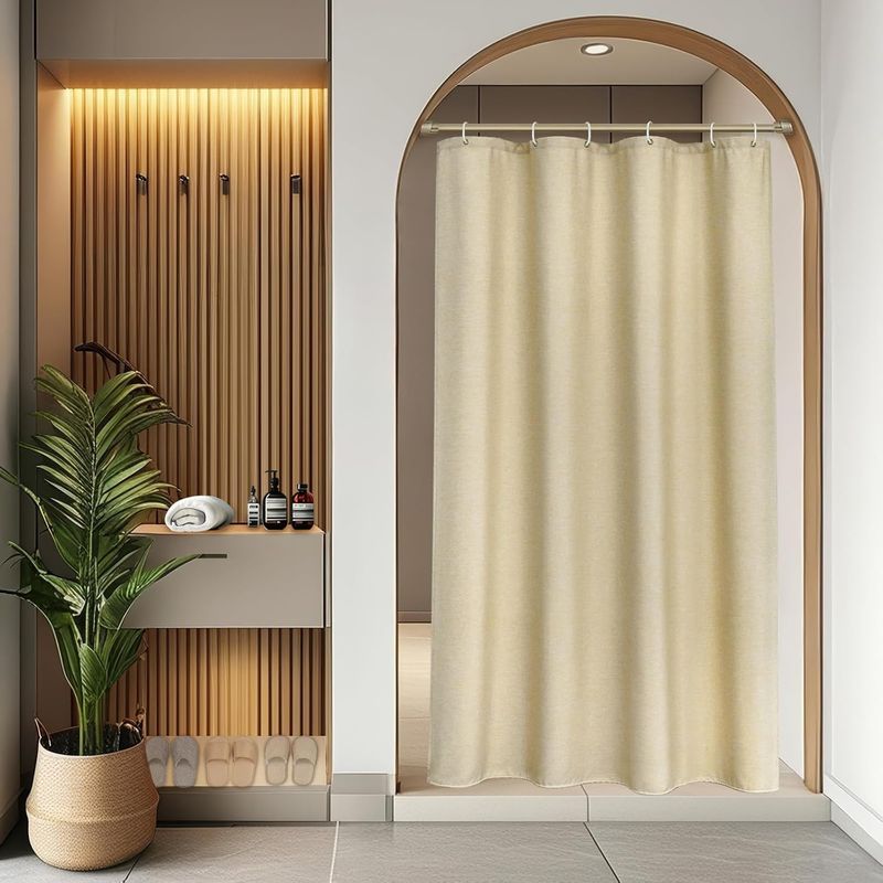 1 Duschvorhang, 90 X 200 Cm, Leinenstruktur, Wasserdichtes Polyester, Schimmelresistent, Badezimmer