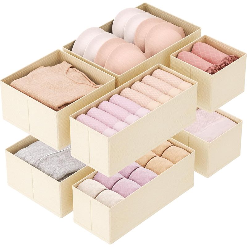 Set Mit 8 Schubladenorganisatoren, Faltbaren Aufbewahrungsboxen, Trennfächern Aus Vliesstoff, Für Kleidung, Socken, Unterwäsche, Kleiderschrank