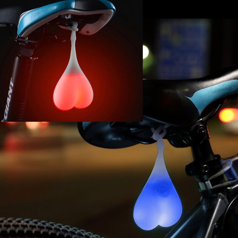 2 Stück Fahrradrücklichter, Wasserdichte Leds, 3 Blinkmodi, Rotes Und Blaues Herz, Sicherheit Bei Nacht