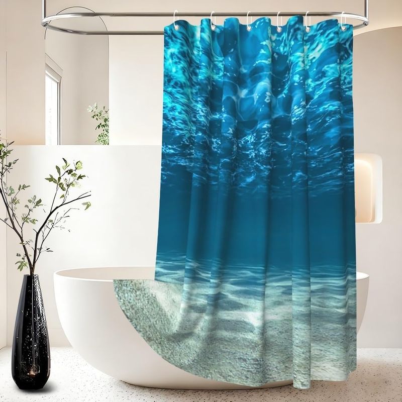 Duschvorhang, Ozeanblau, Polyester, Wasserdicht, Badezimmer