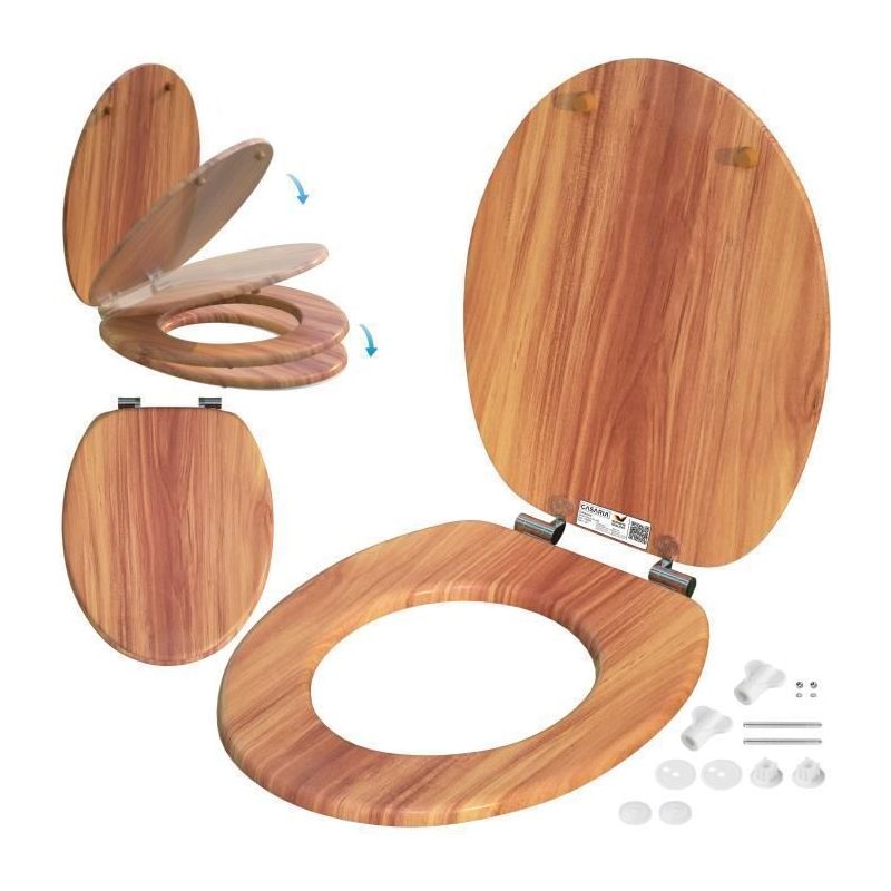 1 Wc-sitz Aus Mdf-holz, Automatischer, Geräuscharmer Deckel, Soft-close-sitz Und -deckel, Für Standard-badezimmertoiletten