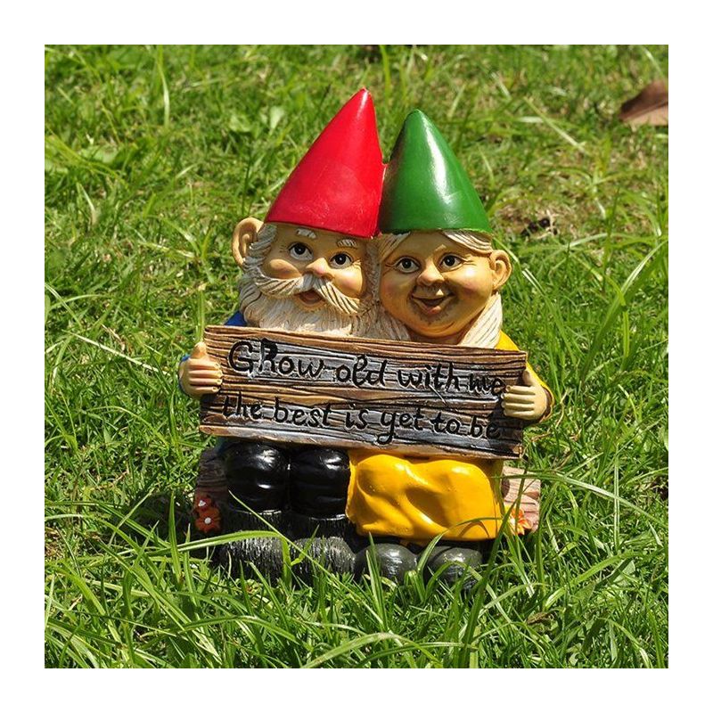 Zwei Gartenzwerge Aus Kunstharz, Ein Liebespaar, Zur Dekoration Im Innen- Und Außenbereich, Thema Freundschaft Und Liebe, Für Garten, Balkon Und Wohnzimmer