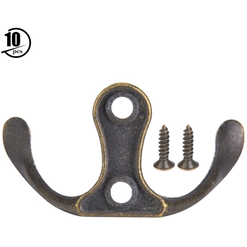 Set Mit 10 Retro-schraubhaken In Cyan-bronze-farbe Aus Zinklegierung Zum Selbermachen Von Wandbehängen