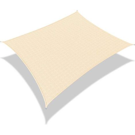 Rechteckiges Sonnensegel 3x5m Elfenbein - Befestigungsset Inklusive