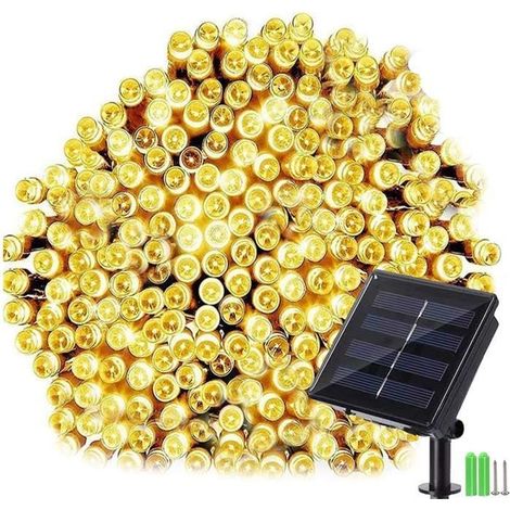 X Solar-lichterkette Für Den Außenbereich, 200 Blinkende Gelbe Leds, 20 M, Ip65 Wasserdicht, Für Garten, Terrasse Und Außendekoration