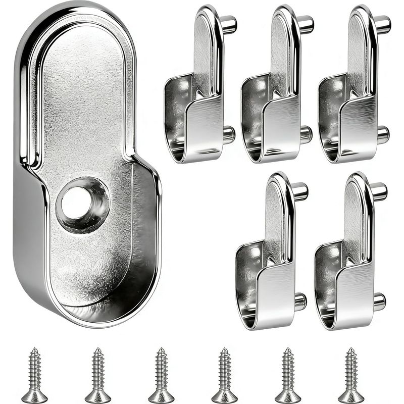6-teiliges Schrankhalterungsset, Vernickeltes Metall, 44 X 17 Mm, Für Kleiderschrank, Ankleidezimmer Oder Garderobe