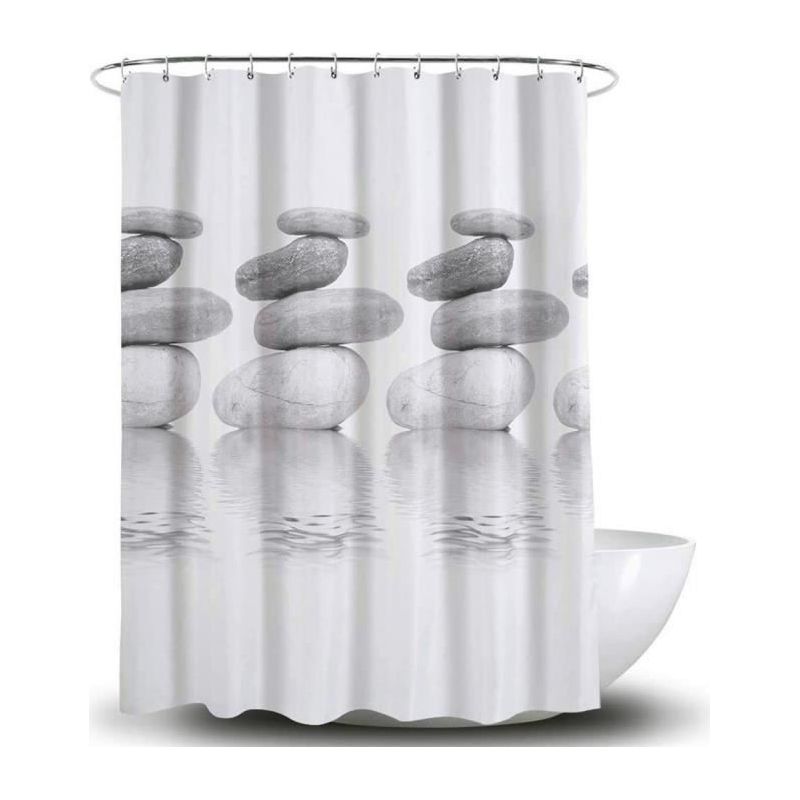 1 Stück Wasserdichter, Antibakterieller 3d-duschvorhang Aus Polyester, Kieselgrau, 180 X 180 Cm Für Badezimmer